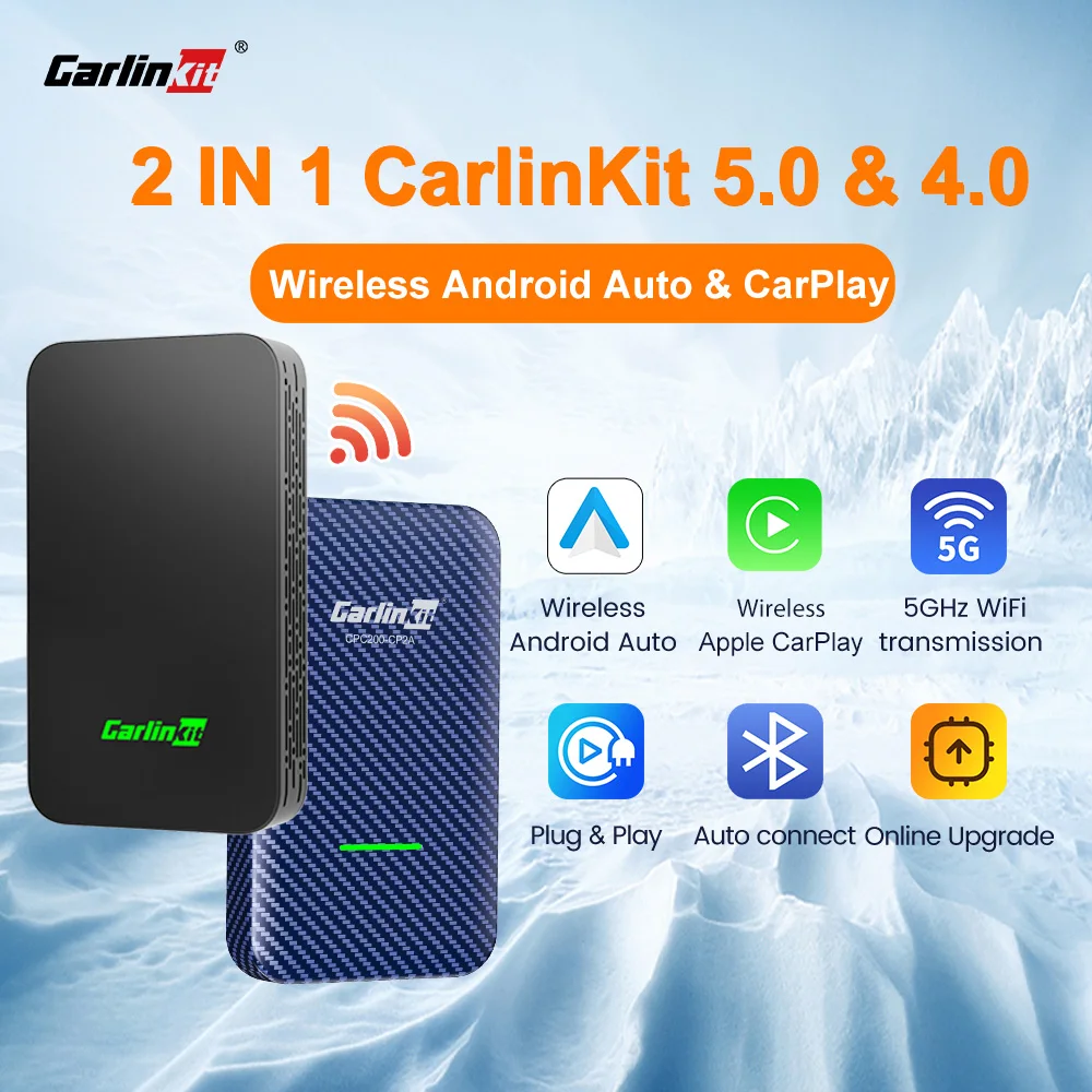 CarlinKit 5,0 y 4,0 inalámbrico Android Auto adaptador CarPlay inalámbrico actualización en línea Plug And Play 2,4G y 5Ghz conectar CarPlay Ai Box