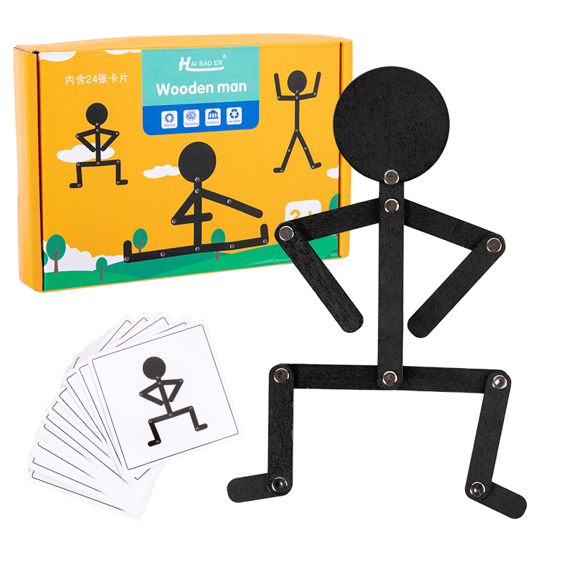 Kids Montessori Toys Wooden Early Learning Educational Puzzles Sporty Pose JigsawImprove Hands-on Skill Busy Board Gifts
