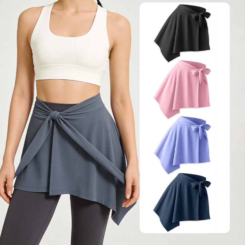 Saia Curta Feminina para Yoga, Fitness, Dança e Pilates, com Cobertura de Quadril, Anti-Exposição, Secagem Rápida, Estilo Universitário