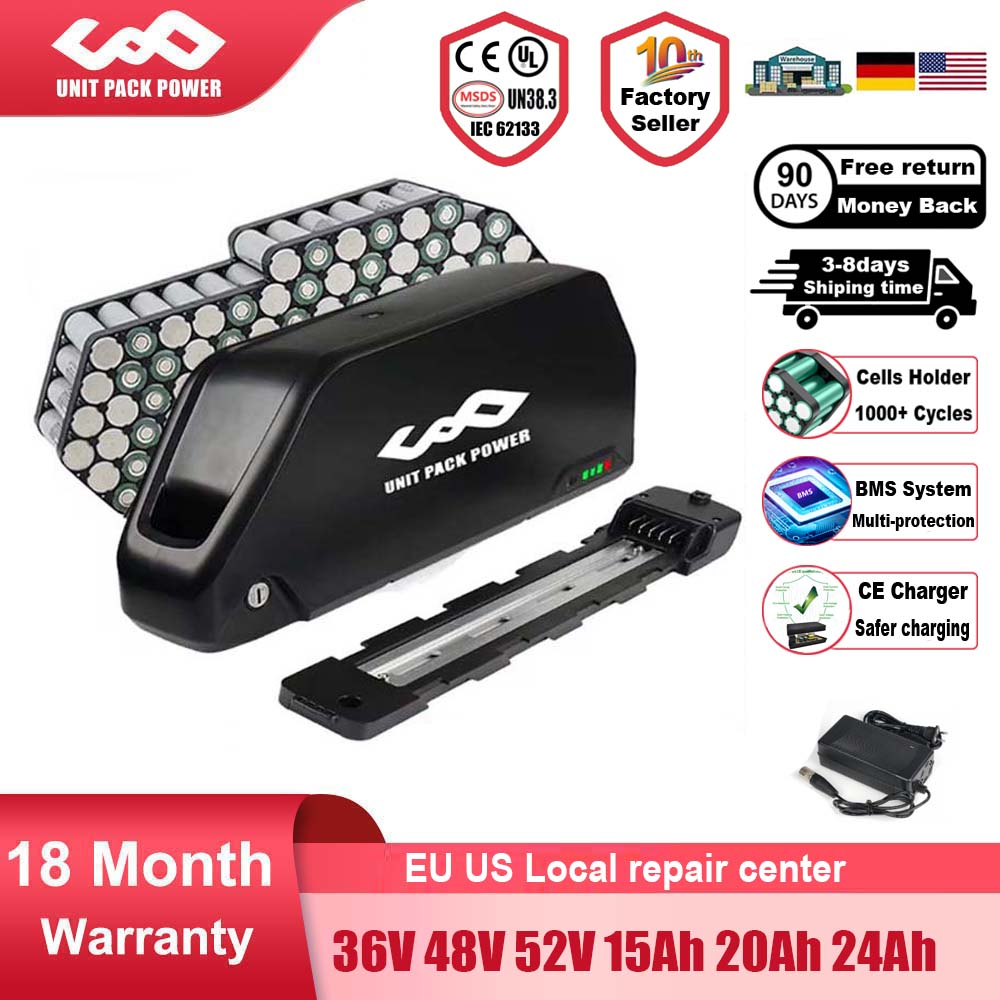 Polly sepeda baterai 21700 L-G Pan-son c Tes-la 72V 60V 52V 48V 24Ah 36V baterai Downtube untuk 1500W 1000W 750W 350W Motor