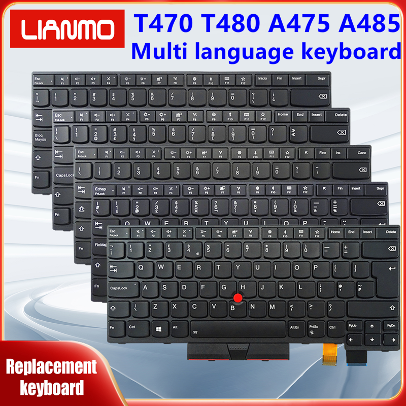 Amerika Latin Spanyol Kanada Prancis Portugal Italia Ibrani Denmark Keyboard Notebook untuk Lenovo ThinkPad A475 A485 T470 T480