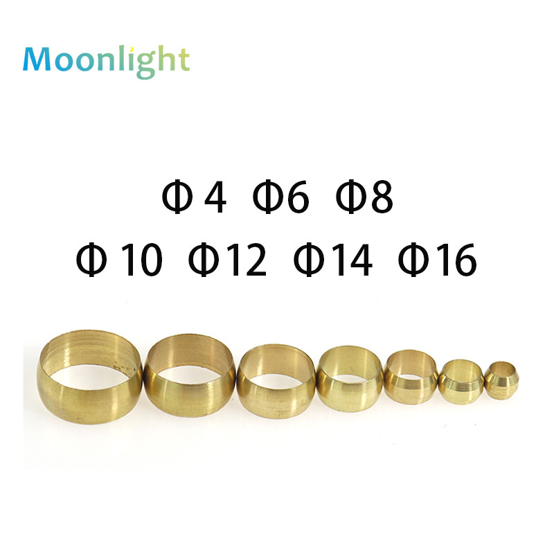 10ชิ้นเฟอร์คู่ทองเหลือง4 6 8 10มมอุปกรณ์แหวนซีลปลอกรัดสวมแขนท่อระบบหล่อลื่นส่วนกลาง
