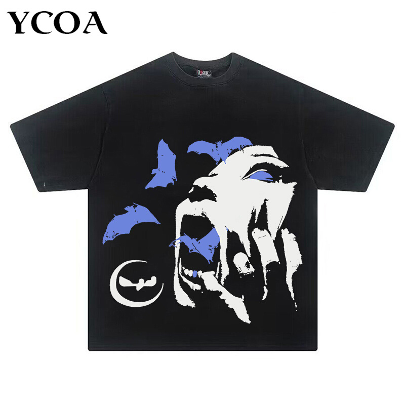 Kobiety graficzne koszulki Grunge Y2k Streetwear ponadgabarytowe bawełniane gotyckie koszulki z krótkim rękawem topy czarne koreańskie modne letnie ubrania