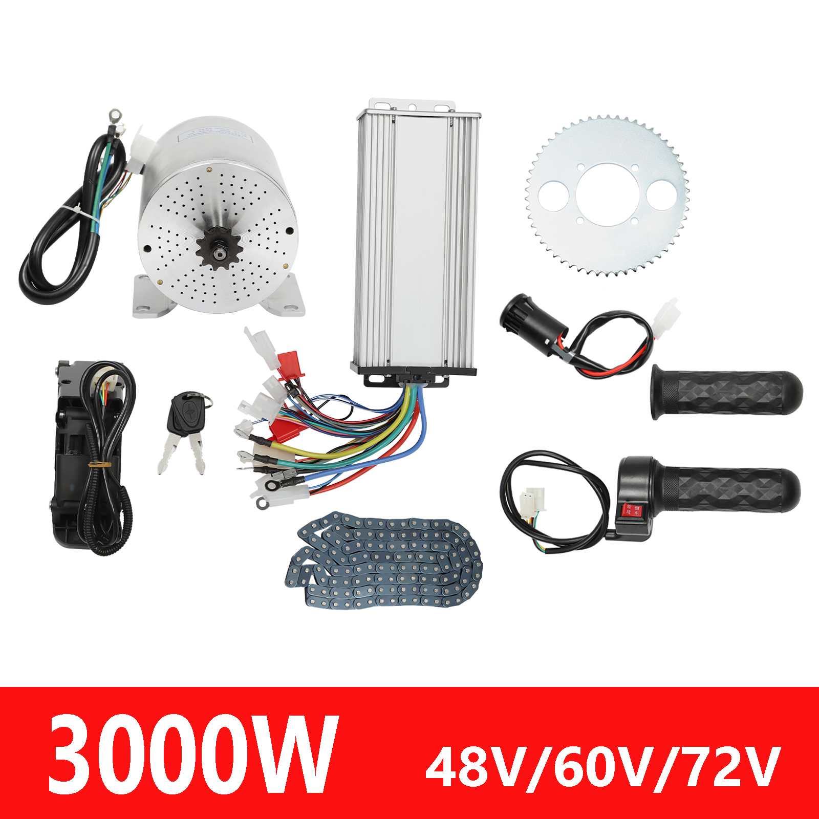 3000W Brushless Motor Kit 48V-60V-72V with Controller and Throttle for Electric Scooter E-Bike Motorcycle Conversion Kit
