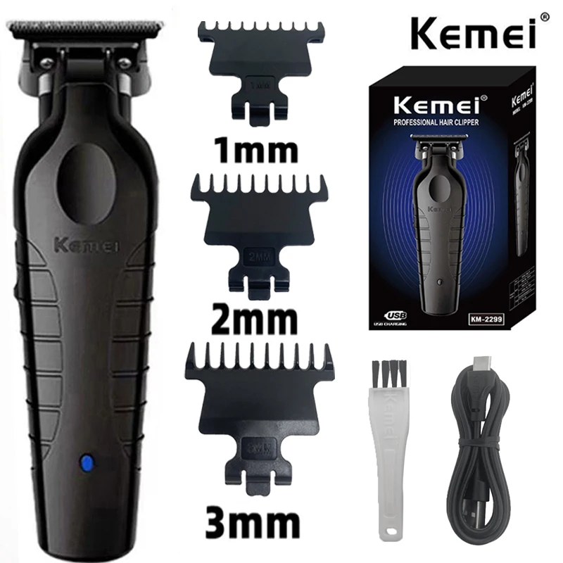 Cortadora de Pelo Profesional Kemei KM-2299, Cortadora de Pelo Eléctrica de 1200 mAh, Recargable por USB, Máquina para Cortar el Cabello