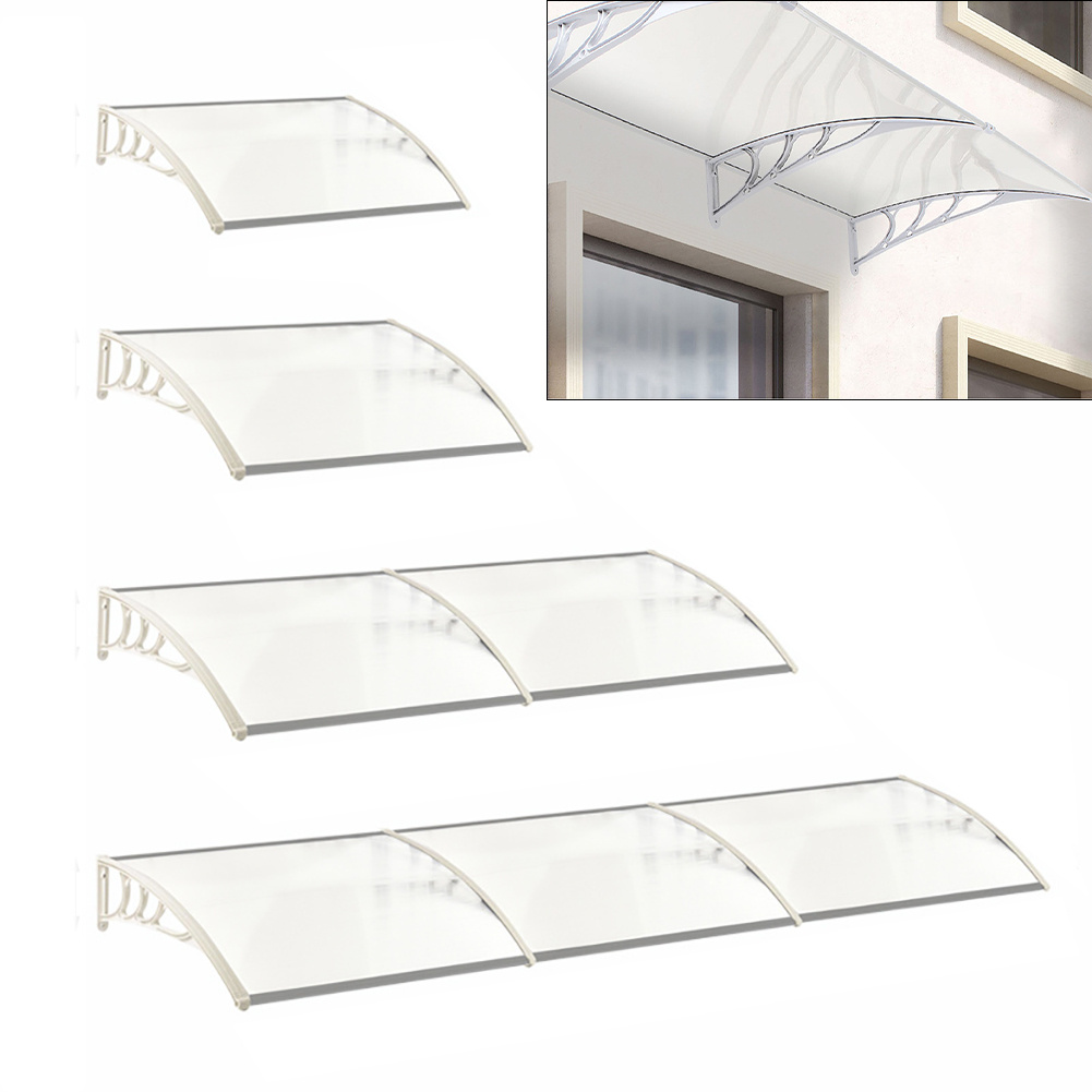 Toldo para puerta, ventana, refugio de lluvia y nieve, hoja curva, blanco, 120CM