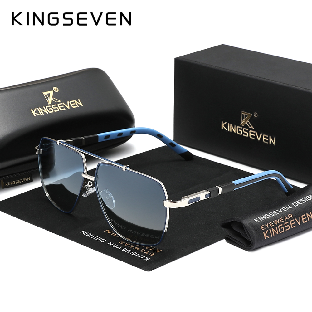 KINGSEVEN Kacamata Hitam Terpolarisasi Mewah Kacamata Bingkai Besar Persegi UV400 Pria Kacamata Berkendara Fashion Kasual Luar Ruangan Pria Wanita