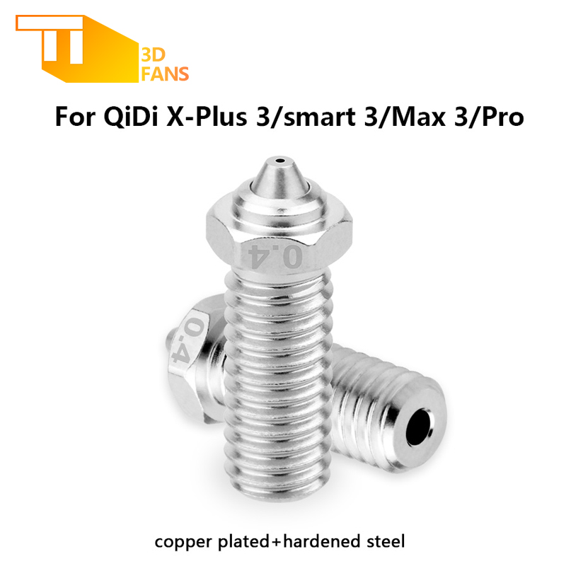 Bimetalldüse für QIDI Q1-Pro/X-Max 3/X-Plus 3/X-Smart 3, plattierte Kupferdüse aus gehärtetem Stahl