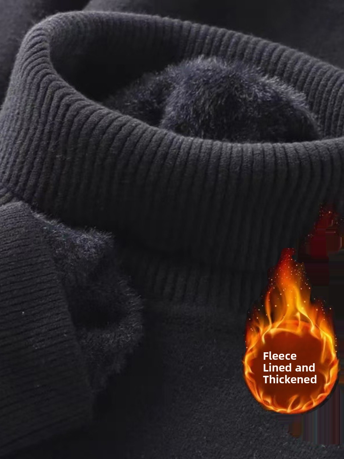 Fce Lined High Collar  Fce Men's Casual Knitted Sweater Thi Winter Top Youth Sle Straight Cut Winter Wear