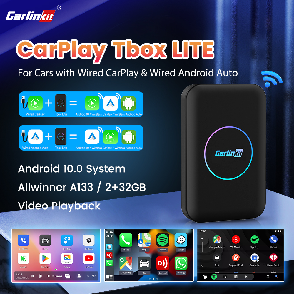 2026 Carlinkit LITE Wireless Android Auto & Car Play Ai Box Usb Watch Videos Online 32GB For Netflix Iptv 3 IN 1 Carplay Tv Box