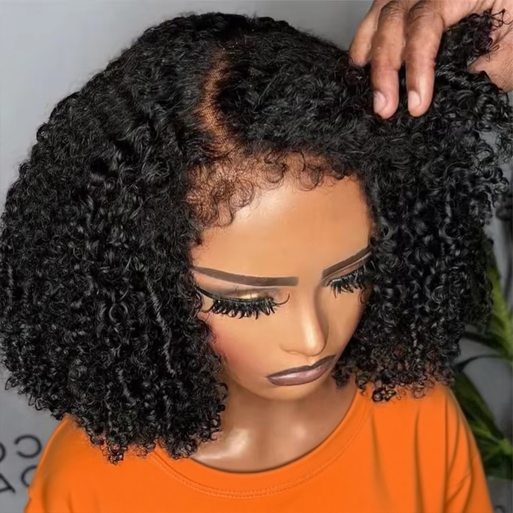 Pelucas de cabello humano Deep Wave Bob 13x4 HD con encaje frontal rizado, pre-arrancadas, listas para usar, sin pegamento, cortas y rizadas, densidad 250%