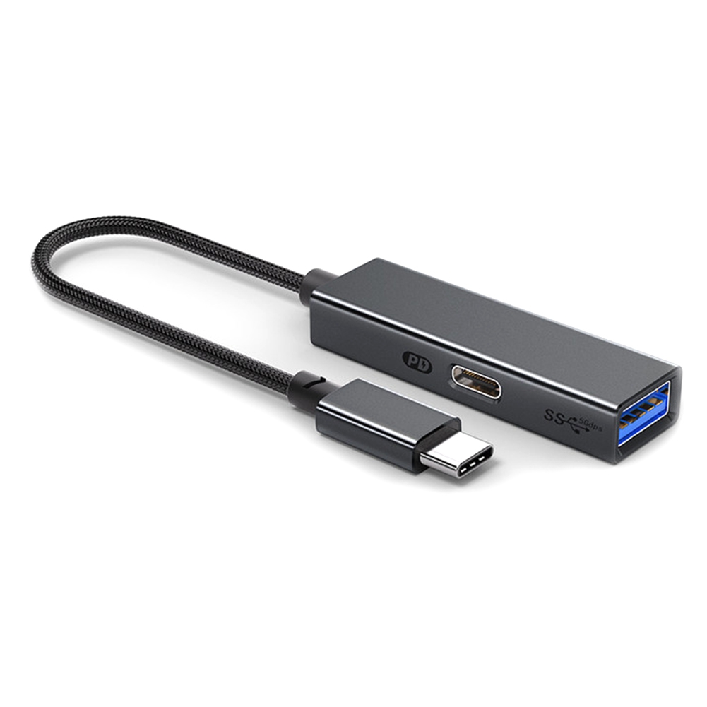 HUB USB 3,2 tipo C de carga PD de 5Gbps y 60W, adaptador OTG, convertidor USB a tipo C de alta velocidad, color negro