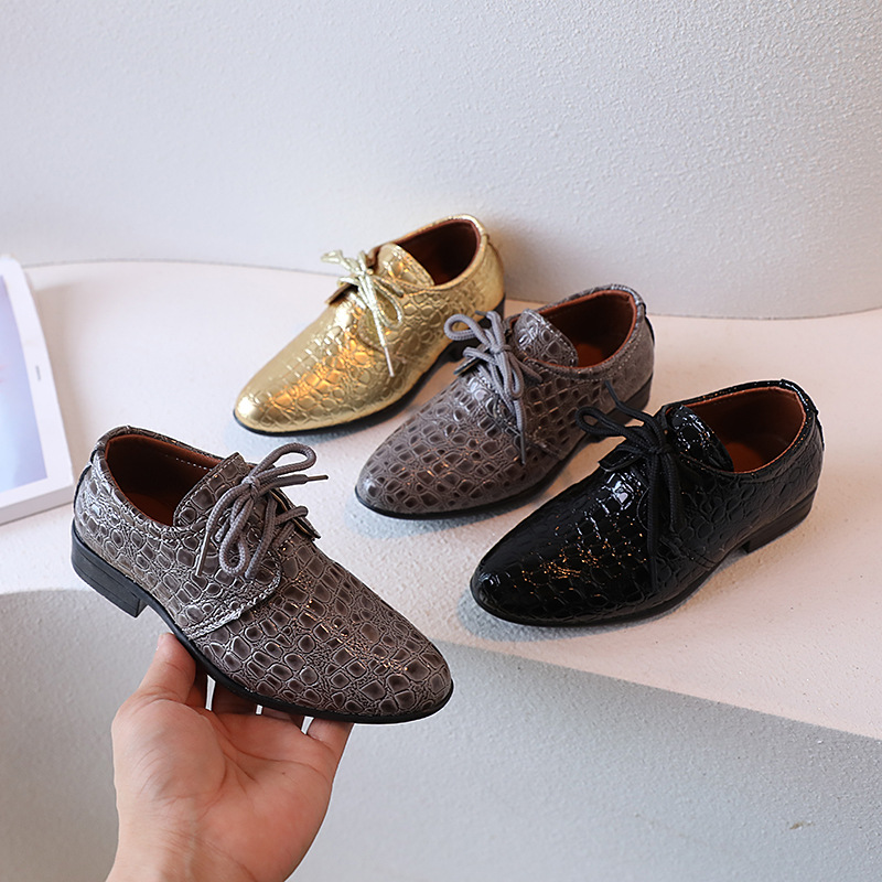 Jungen-Lederschuhe für Party, Hochzeit, Shows, Laufsteg, coole Schnürung, klassische Kindermode, Freizeitschuhe, Slipper, 2023, Kinderkleid, PU