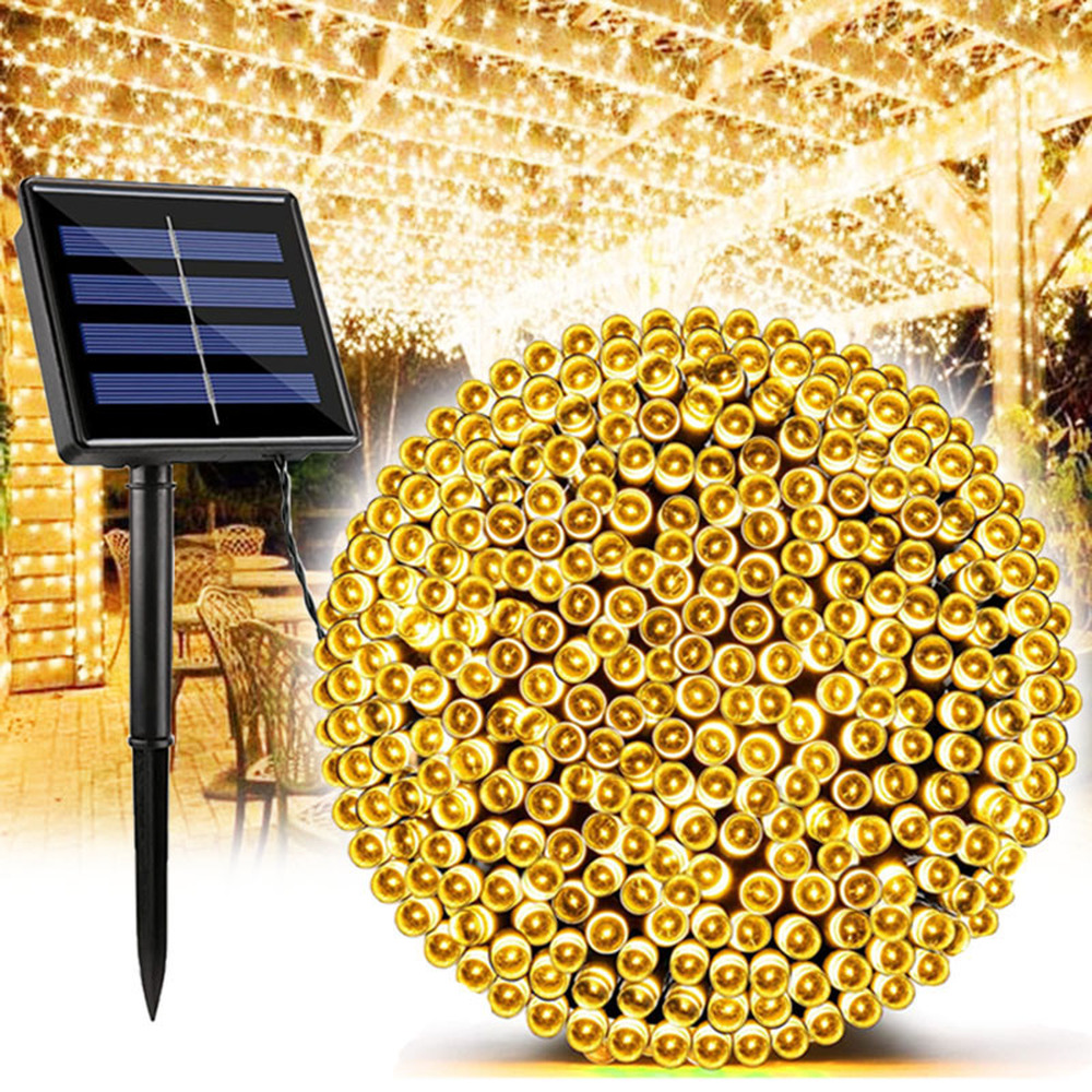 Guirlande lumineuse LED à énergie solaire, imperméable, pour l'extérieur, féerique, pour Patio, mariage, noël, jardin