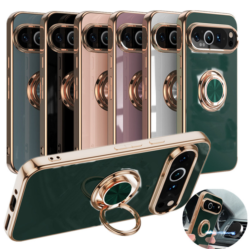 Casing Ponsel Anti Benturan dengan Cincin Penyangga untuk Google Pixel 10 9 Pro XL 10A 9A 8A 8 Pro, Cover Stand, Pelindung Belakang, Capa, Funda, Coque