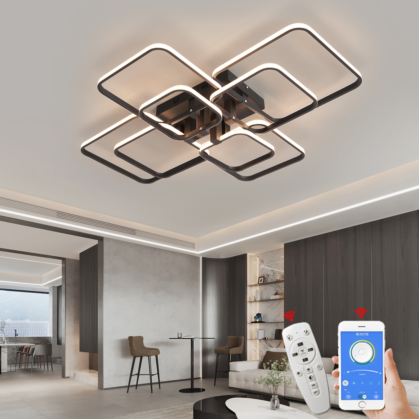 NEO Gleam Moderne LED-Kronleuchterlampen für Wohnzimmer, Schlafzimmer, Arbeitszimmer, AC90-260V, LED-Kronleuchterleuchten für den Innenbereich