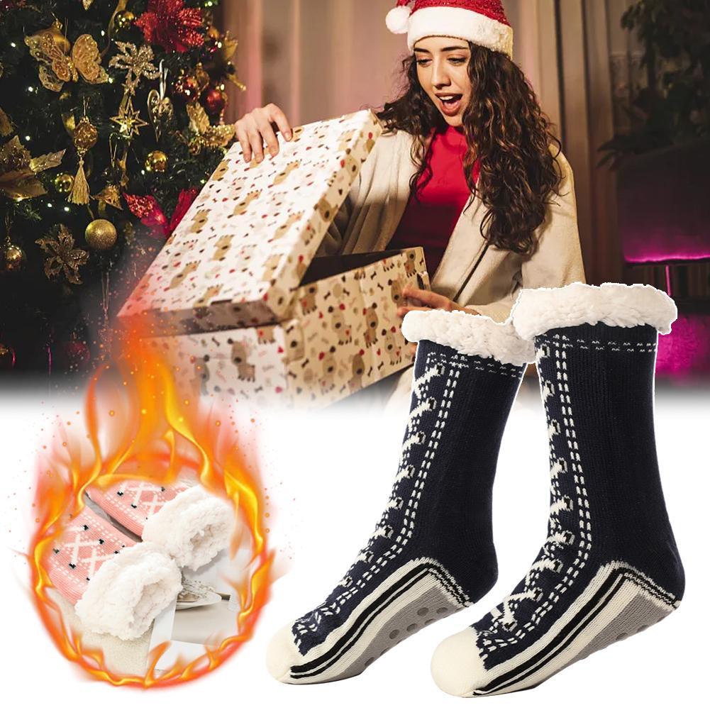Fuzzy fofo meia feminina inverno alta quente pelúcia antiderrapante casa dormir macio de alta qualidade feminino piso chinelo térmico meia