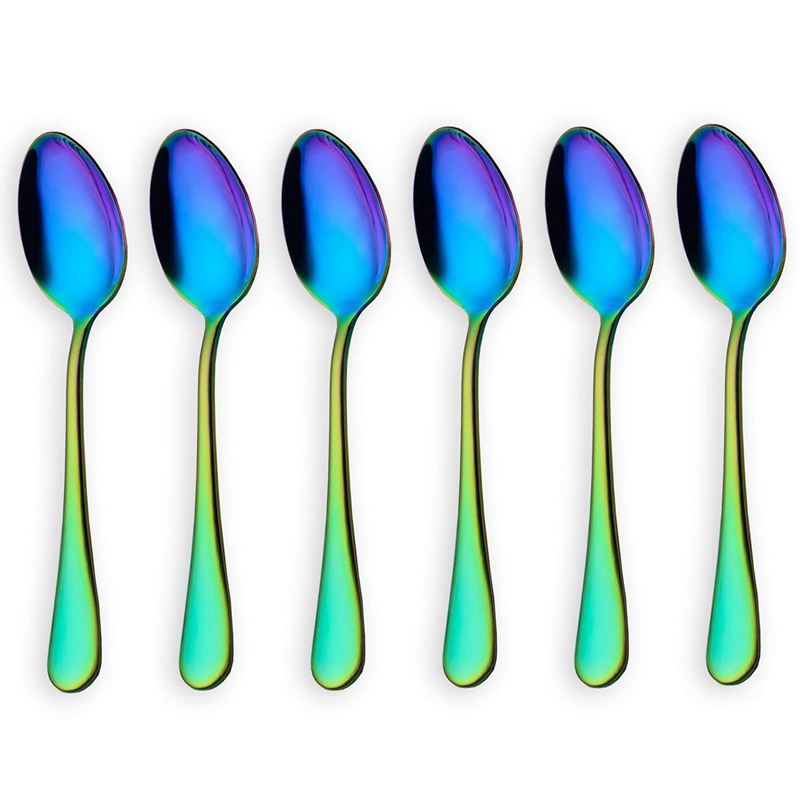 Regenboog Kleur Theelepels Koffielepel Mini Cake Lepel Rvs Set Van 6 Stuks (Koffie Scoops)