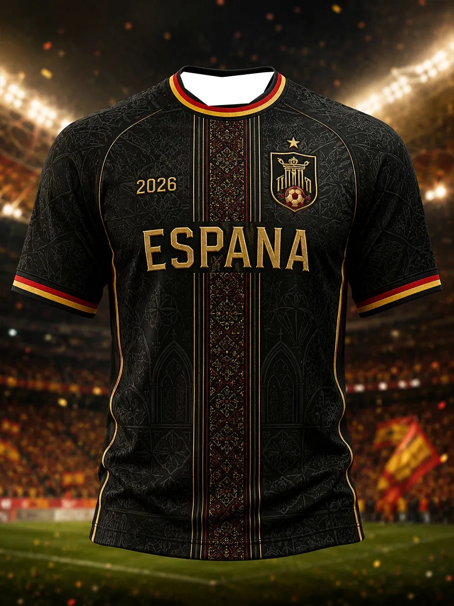2026 Nieuw Spanje 3D-geprint voetbalshirt voor heren, geschikt voor dagelijks gebruik en training, sneldrogend sweatshirt