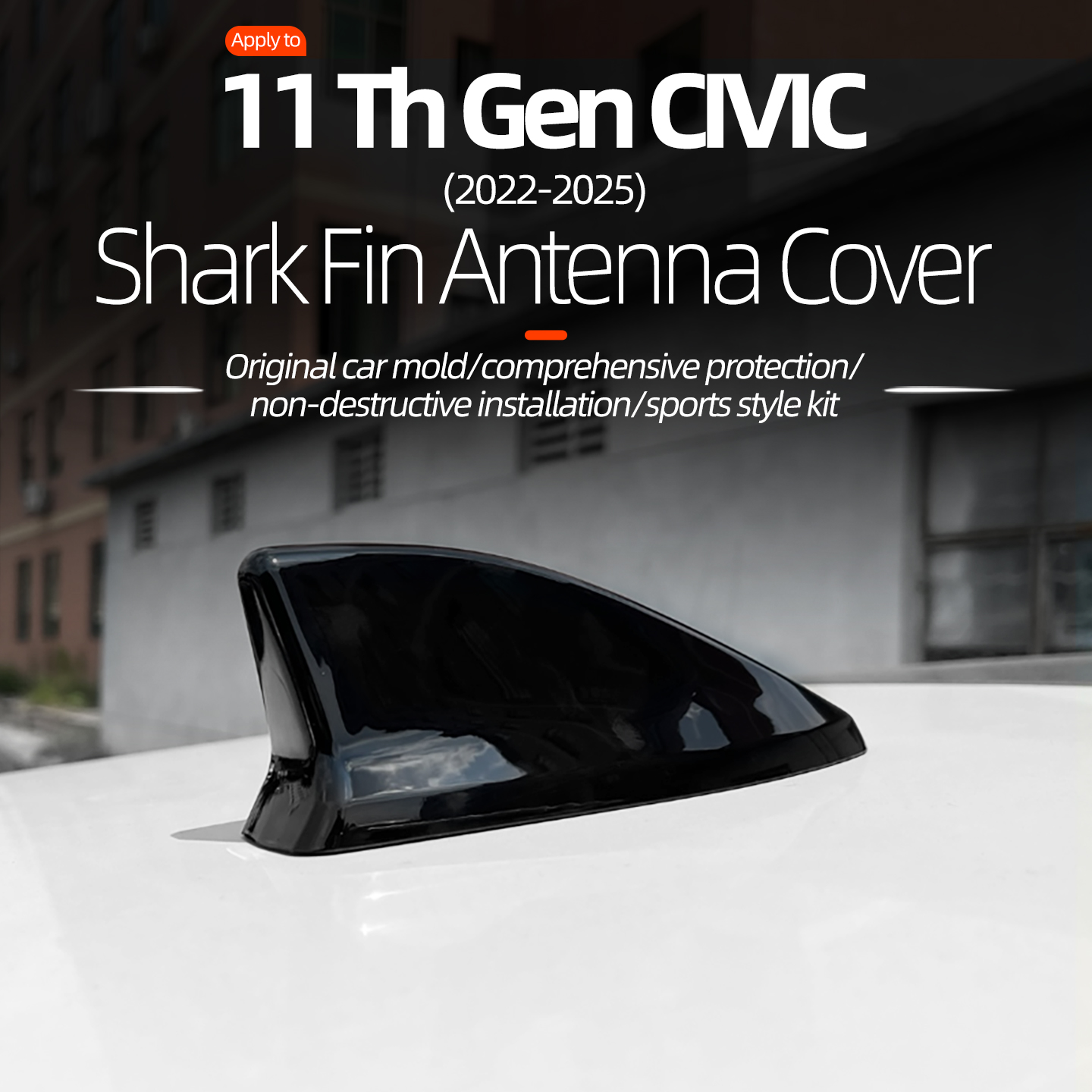 สําหรับ 2022 2023 2024 2025 11th CIVIC Shark Fin Antennaตกแต่งPatchฝาครอบสีดําหลังคาเสาอากาศตกแต่งPatch Cover