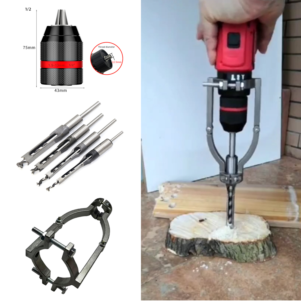 รูเจาะไม้เจาะเครื่องมือเจาะ Auger Mortising Chisel เจาะชุด DIY เฟอร์นิเจอร์สแควร์เจาะไม้