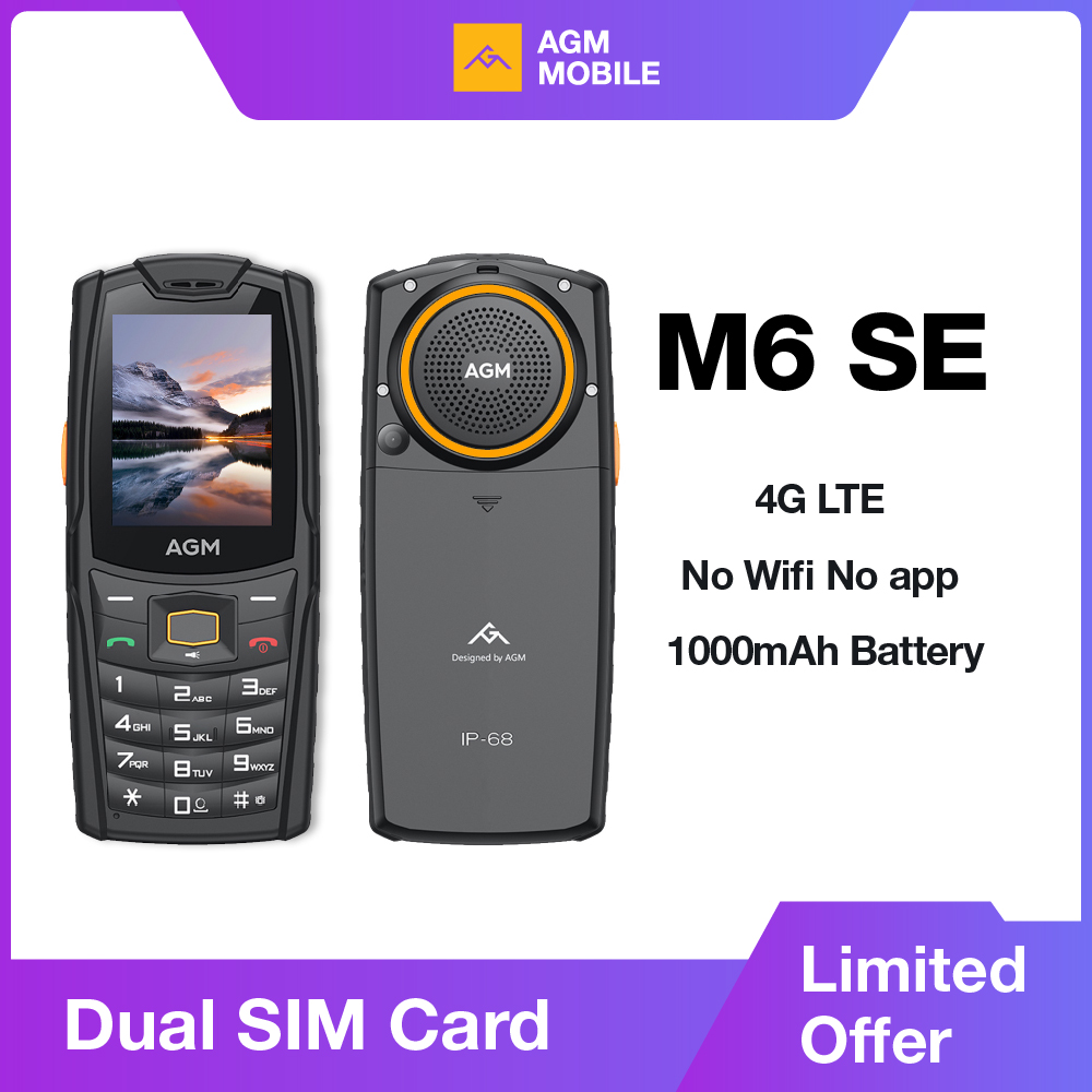 Teléfono resistente AGM M6 SE: altavoz ruidoso de 103 dB, pantalla de 2,4", SIM dual 4G, BT5.1, radio FM, IP68/IP69K, apto para personas mayores