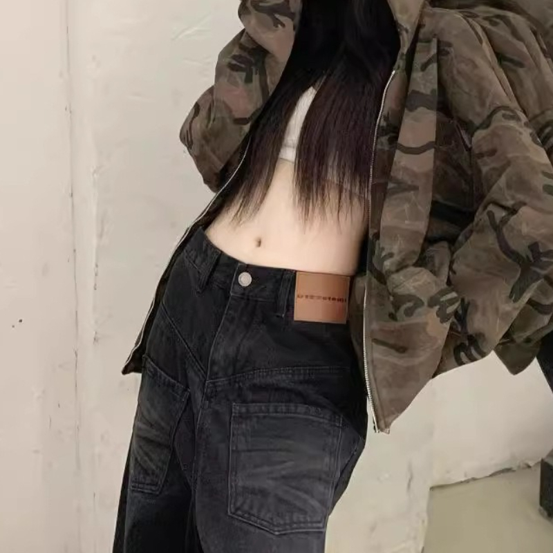 Chaqueta de sudadera con capucha de camuflaje Vintage para mujer, Top holgado de manga larga con cremallera para otoño e invierno