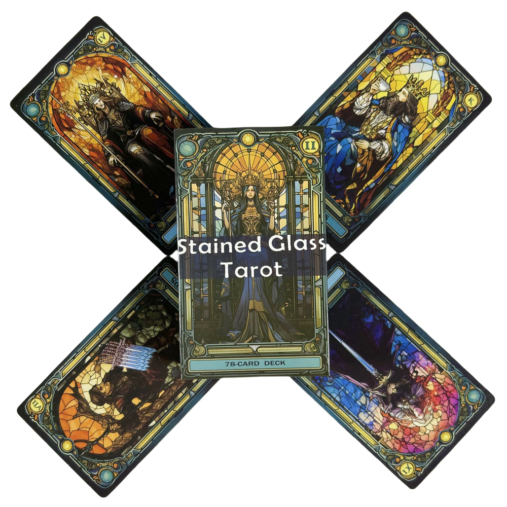 Stanined Glassไพ่ทาโรต์ 78 สํารับสําหรับผู้เริ่มต้นดาดฟ้าOracleภาษาอังกฤษVisions Divination Edition Borad Deckเล่นเกม