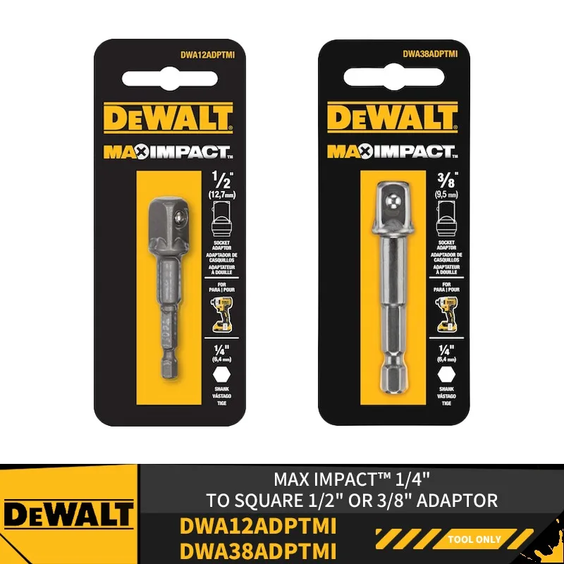 DEWALT DWA12ADPTMI DWA38ADPTMI MAX IMPACT ™ КВАДРАТНЫЙ АДАПТЕР 1/4 дюйма или 3/8 дюйма, аксессуары для электроинструментов