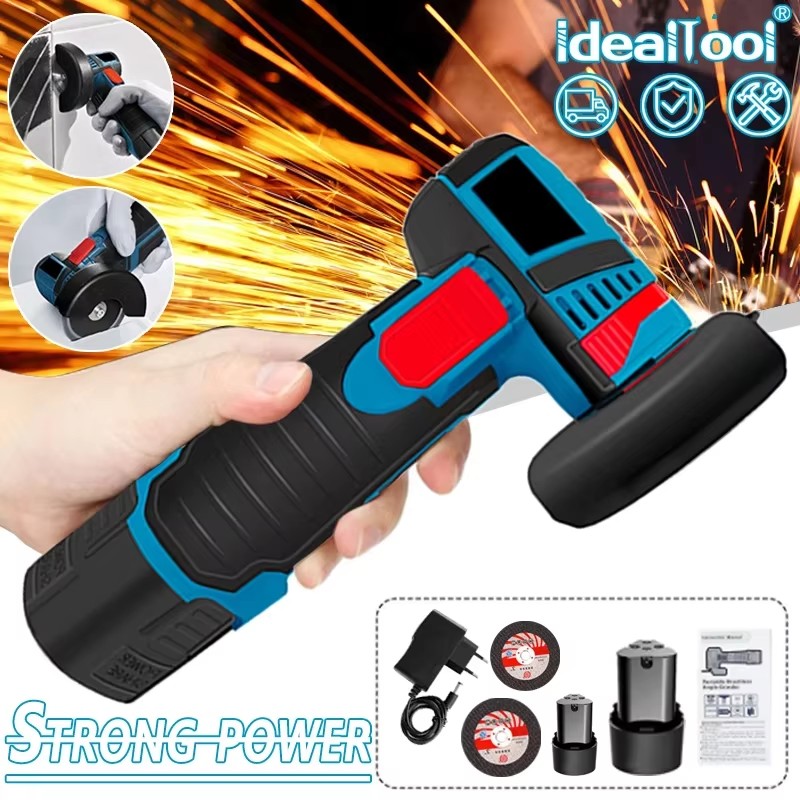 12V 500W Sử Không Chổi Than Máy Mài Góc Với Pin Sạc Lithium Không Dây Máy Đánh Bóng Cắt Kim Cương Công Cụ Điện