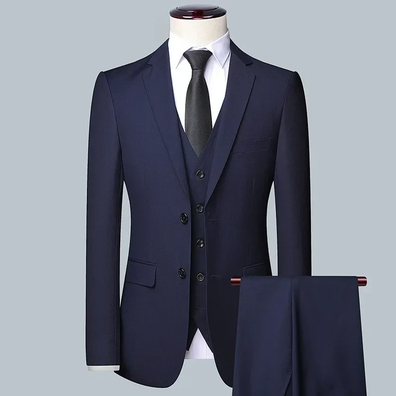 Pak Modieus Formeel Buiten Kleding voor heren Effen kleur Heren Zakelijk Bruiloft Hosting Banketten Casual Britse stijl Getailleerd Zacht