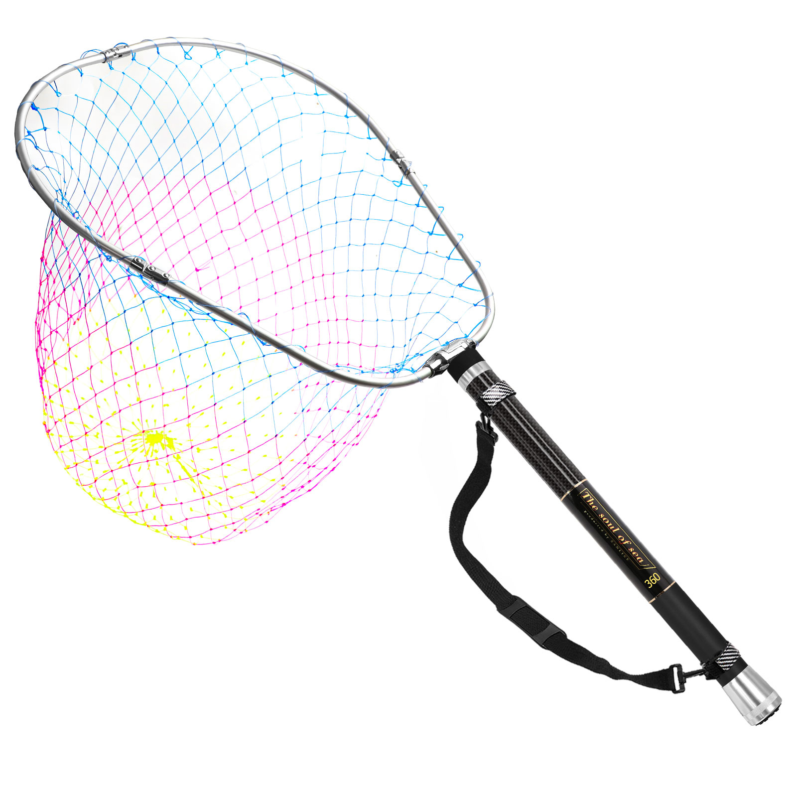 SANLIKE Telescoping Fishing Landing Net 240cm Portable Folding Hand Mesh Carbon Pole for Carp Fishing Tackle Catching Releasing