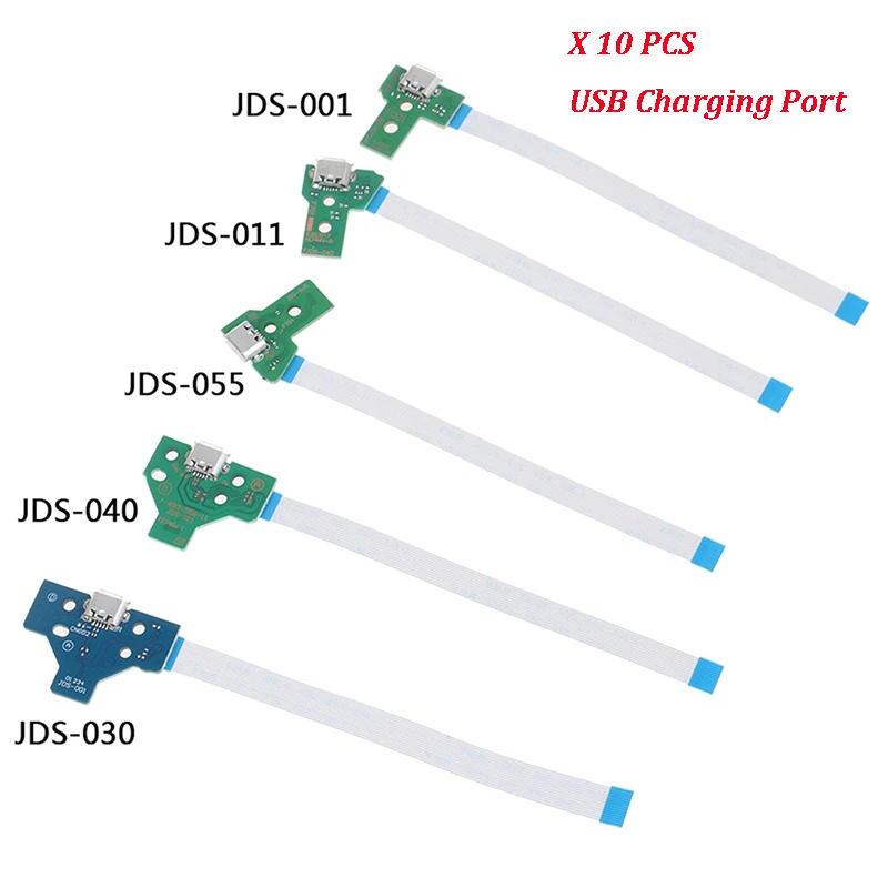 10pcs USB Charging Port Socket Circuit Board For 12Pin JDS 011 030 040 055 14Pin 001 Connector For PS4 Controller