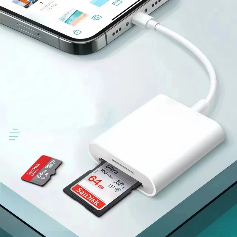 Lector de tarjetas Lightning a SD para adaptador de flash SD/TF Adaptador de tarjeta de memoria para unidad flash IPhone IPad