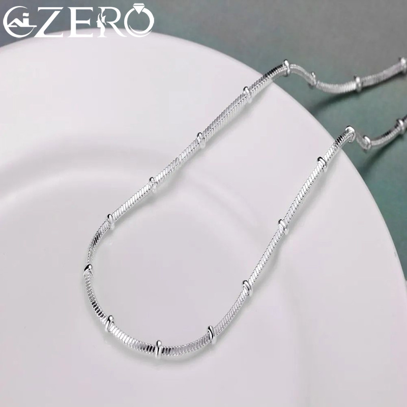Collier en argent Sterling 45-50cm, chaîne serpent, belle perle Simple pour femmes, bijoux de mariage à la mode, cadeaux de noël, 925