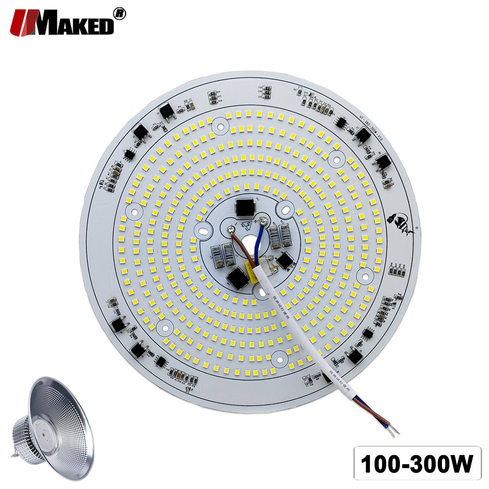 Plaque lumineuse LED haute baie AC220V, 100W 150W 200W 300W, pilote IC intelligent pleine puissance, panneau Source SMD2835Doide pour remplacement de lampe d'usine