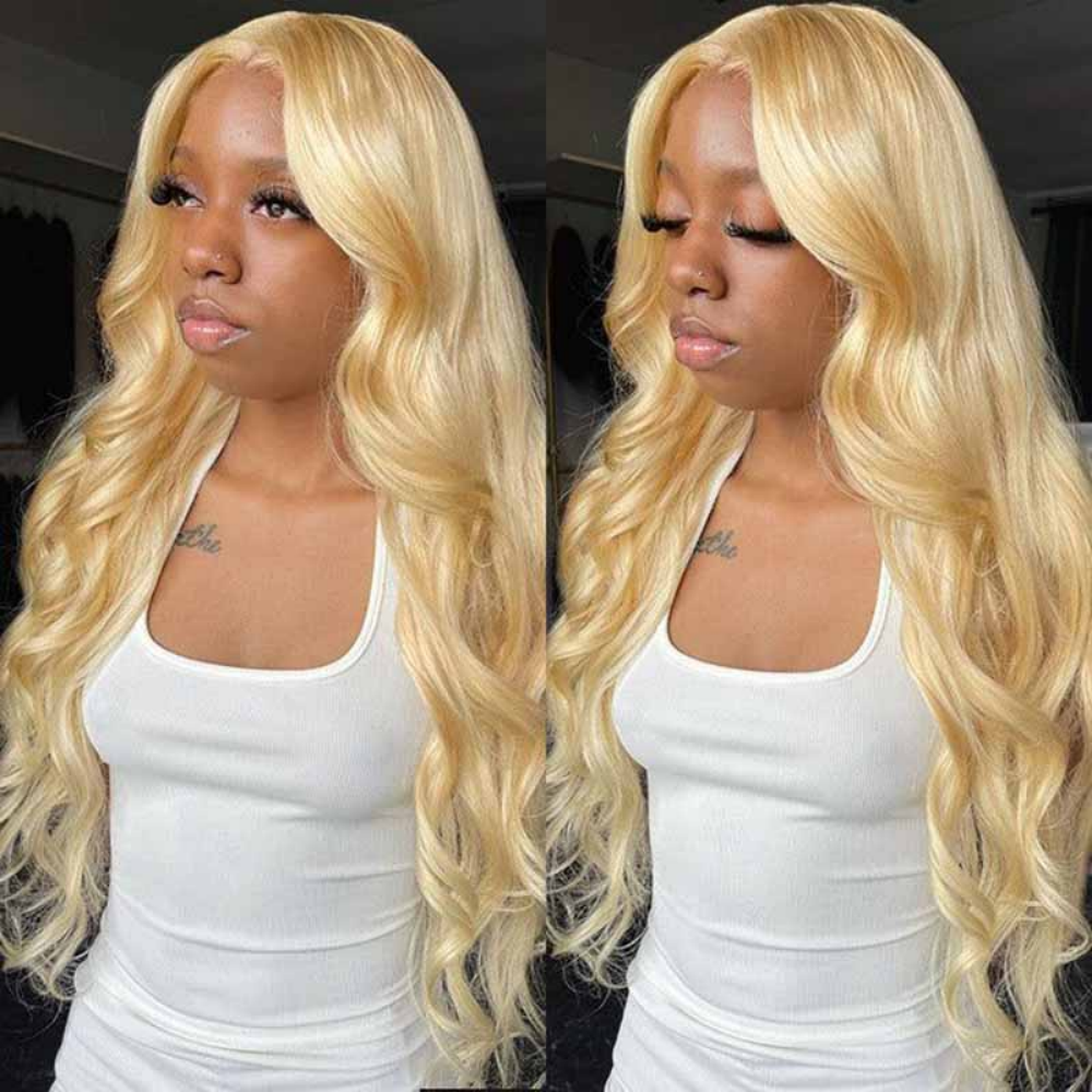 613 13x6 Lace Front Wig Human Hair Body Wave Blonde Lace Frontal Wigs for Women 220 Density Natural Hairline With Baby Hair
