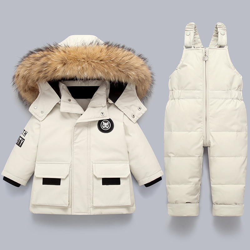 Enfants vers le bas costume hiver et automne chaud garçon veste col de fourrure naturelle bébé filles Snowsuit manteau enfants Parkas vêtements d'extérieur 1-5 ans