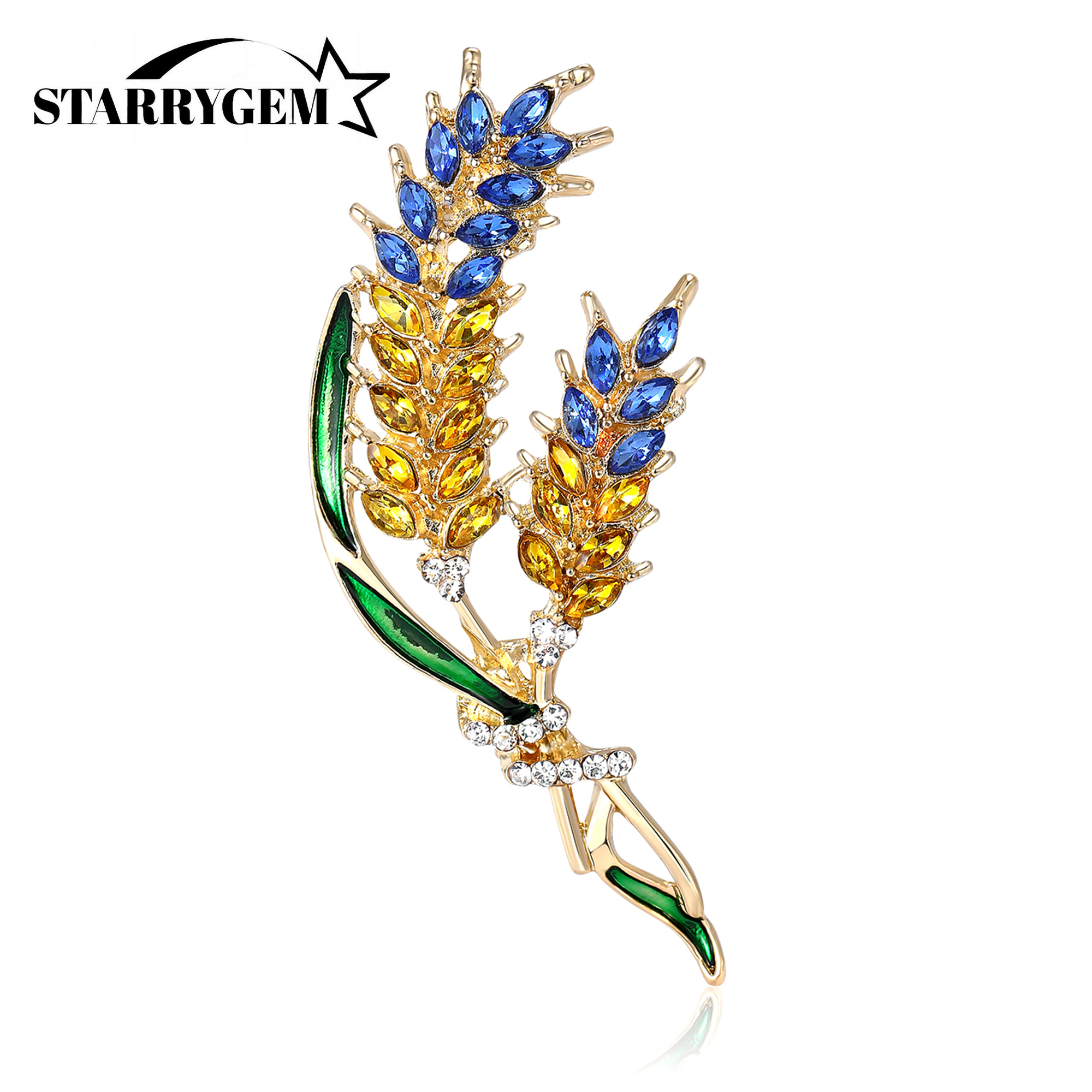 Strass doppel köpfige Weizen ohr broschen für Frauen Emaille ukrainische Pflanzen nadeln Büro Party Freund Geschenke Schmuck Zubehör