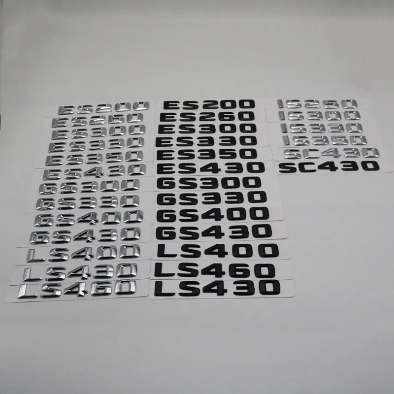 Dla ES300 ES330 ES350 ES430 IS250 IS300 LS400 SC430 naklejka na samochód z emblematem tylny bagażnik chromowana srebrna naklejka czarne Logo