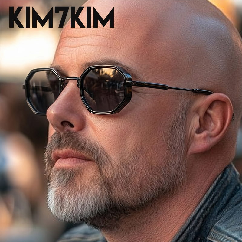 Gafas de sol Steampunk Vintage poligón para hombre, 2026 de lujo, diseño geométrico, marco de Metal Retro, con gradiente gafas de sol, gafas de moda