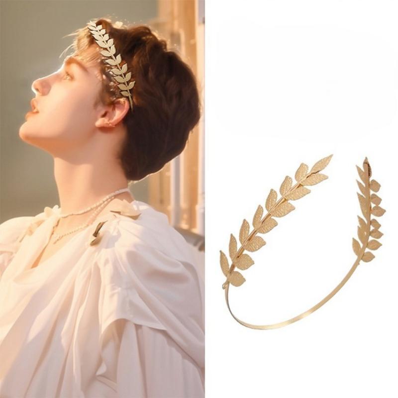 Neues Retro Goldfarbenes Blatt-Haarband Kopfschmuck Krone Tiara Kopfbedeckung Göttin Griechischer Kopfschmuck Braut Hochzeit Haaraccessoires