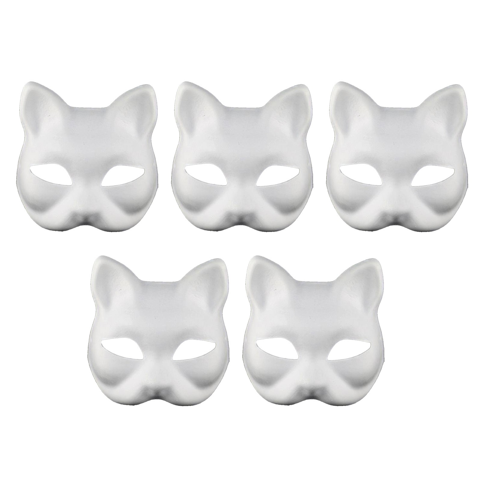 3/5 pçs papel em branco máscara branca halloween cosplay gato raposa diy pintável meia máscara facial animal traje festa decorar artesanato prop