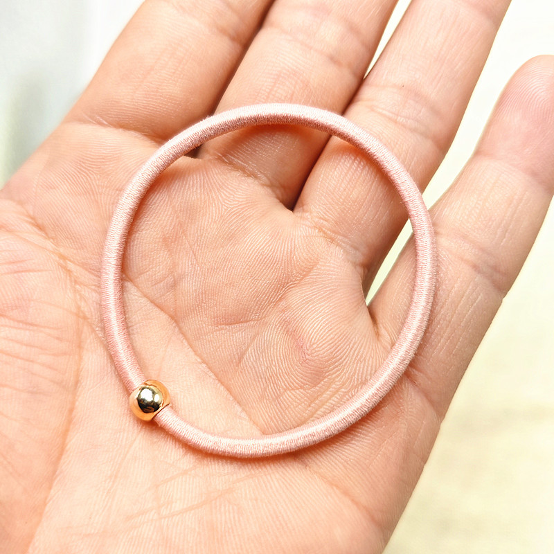 Small fresh headband tied with hair tie, rubber band ponytail headband