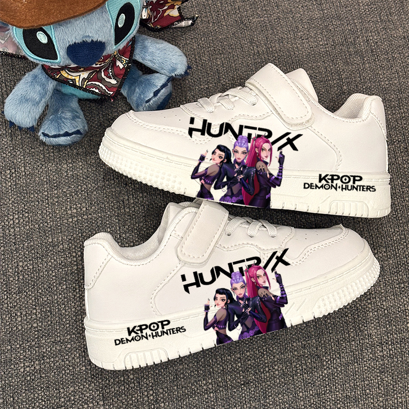 Scarpe Casual KPOP per Bambini 2026, Nuove Sneakers Sportive alla Moda con Stampa Hunter, Scarpe Bianche Antiscivolo e Traspiranti per Ragazze