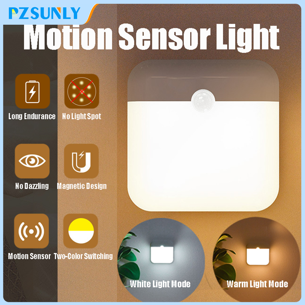 Luz LED con Sensor de movimiento, luz nocturna LED inalámbrica tipo C, luz nocturna recargable, lámpara para armario, escalera para cocina LED