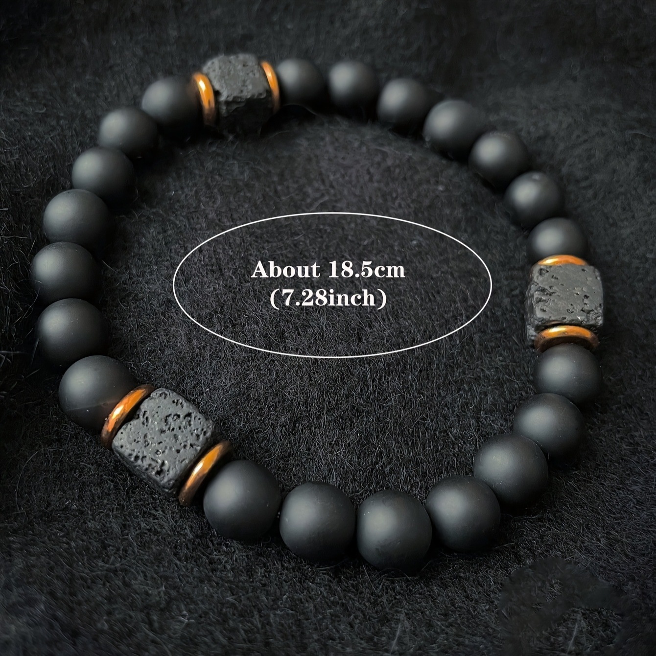 1 piece men's volcanic stone bracelet with black agate squares, stylish jewelry suitable for modern gentlemen