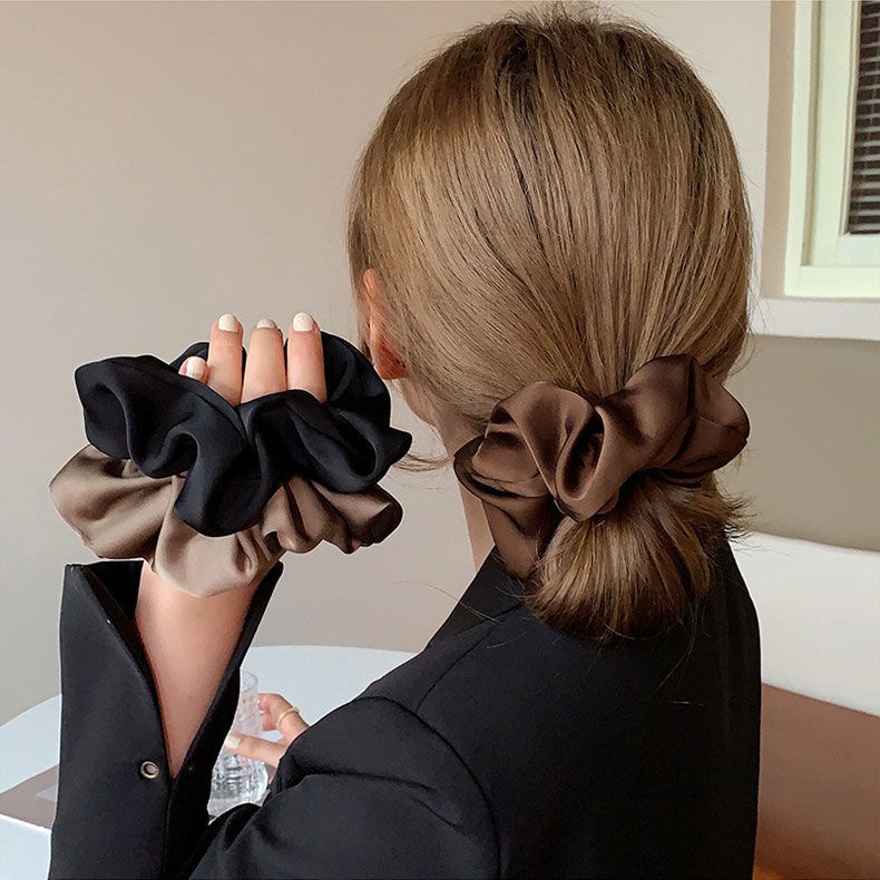 Koreanische Frau Große Elegante Seide Gummi Haar Band Mädchen Einfarbig Scrunchies Haar Krawatten Damen Pferdeschwanz Halten Haar Zubehör