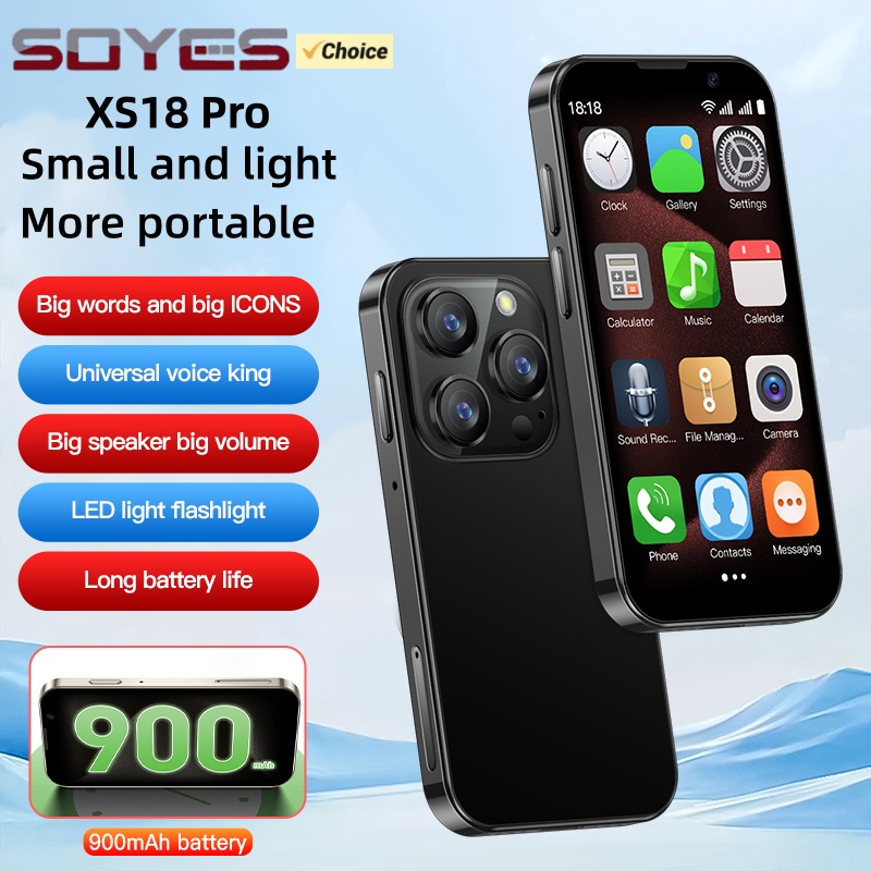 SOYES XS18 Pro 3G Mini Smartphone de 3.0 Pulgadas, MTK Quad Core, 2GB RAM, 16GB ROM, Doble SIM, 2MP, BLE 4.0, Tipo-C, Teléfono Android Ultraligero