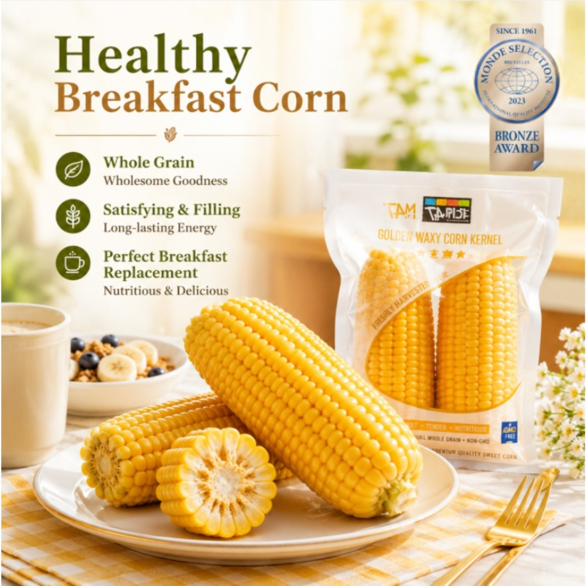 Surtido de Maíz Dulce Ceroso Fresco, Variedades Glutinosas Premium. Maíz sin OGM sellado al vacío, ideal para ensaladas, salteados y comidas informales